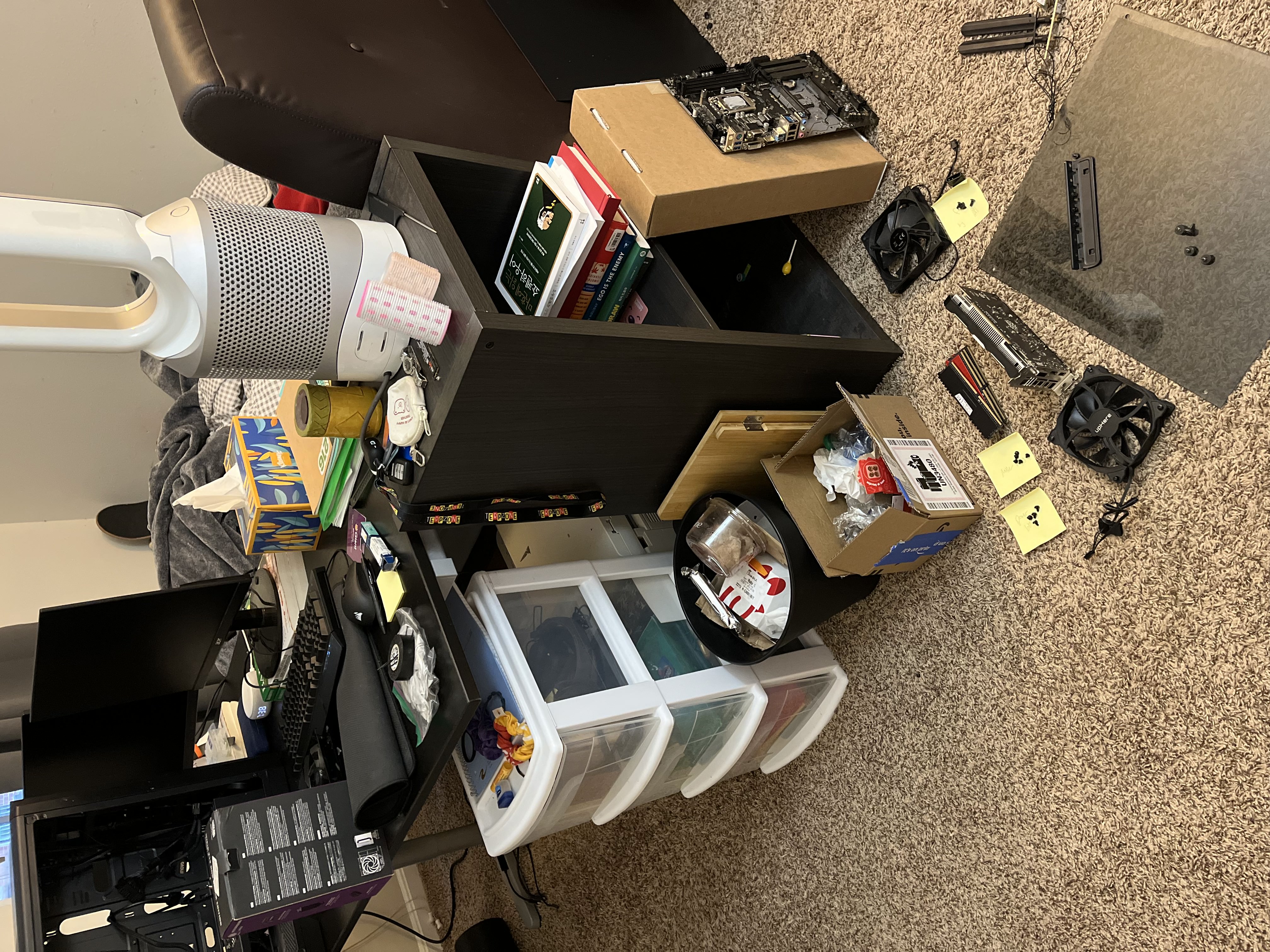 [picture of messy room with parts all over the place]